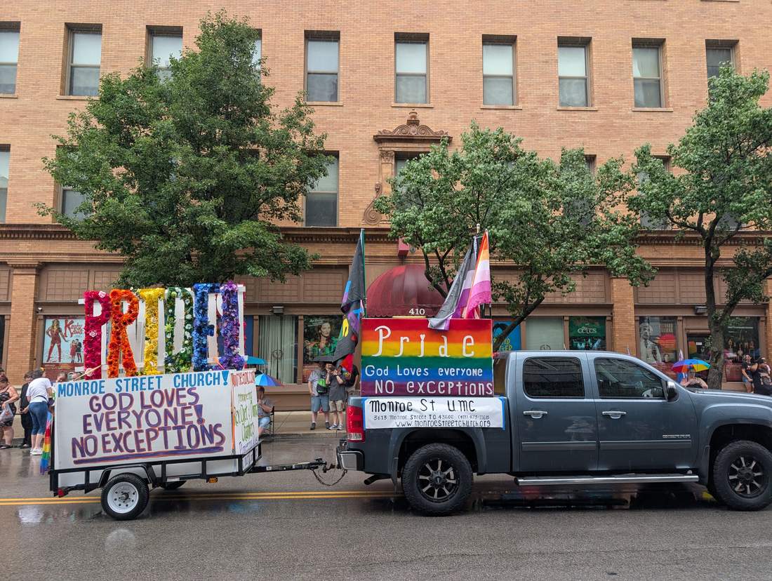 12:24 P.M. — MONROE STREET U.M.C.: 'GOD LOVES EVERYONE! NO EXCEPTIONS'